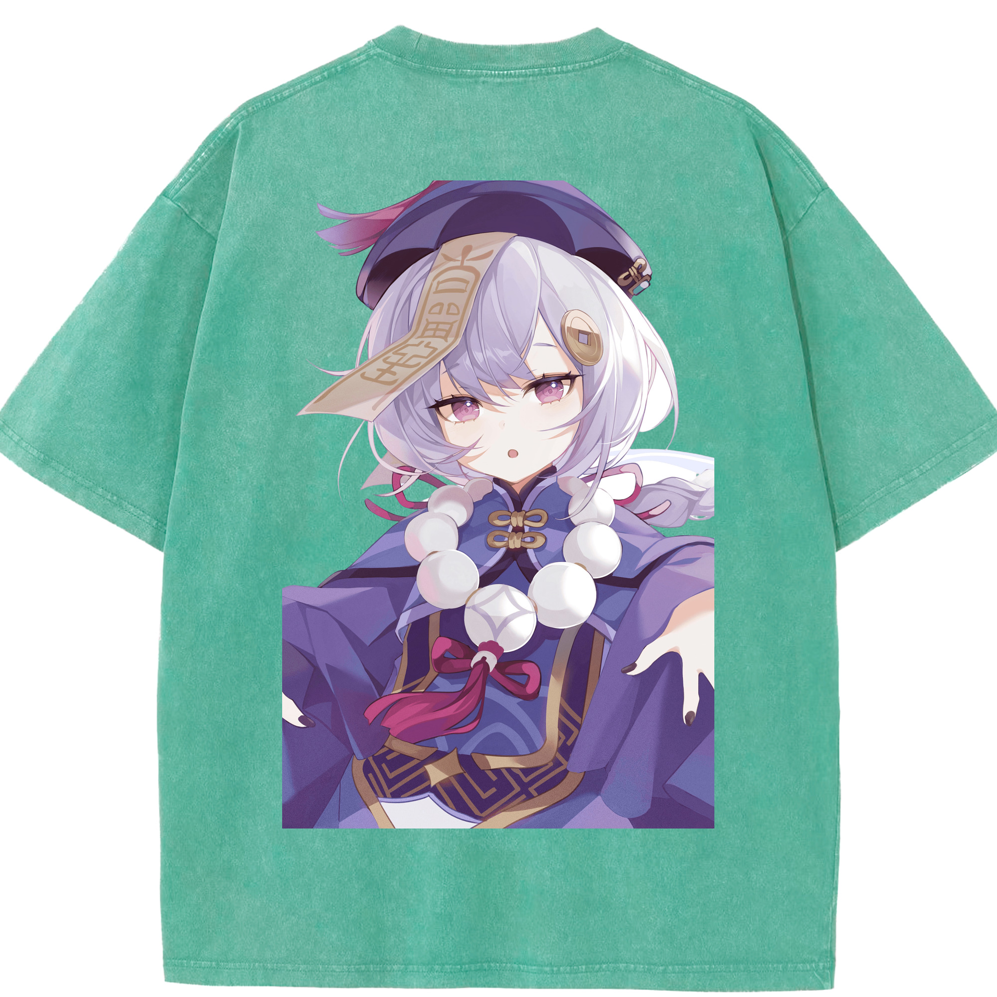 げんし神 七七 なな  genshin Nana 綿100% ヴィンテージ風 半袖Tシャツ（背面プリント）